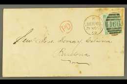 1868 (21st Nov) Cover From Liverpool To Barcelona, Bearing 1s Green, Plate 4, Tied By Liverpool Duplex Cancel, A... - Andere & Zonder Classificatie