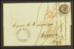 1858 (25th May) Entire To Genova Bearing 6c Lilac (no Letters) Tied Woolwich London District Cancel Alongisde "PD"... - Sonstige & Ohne Zuordnung