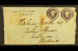 1855 (2 Oct) Flimsy Entire/wrapper From Lowestoft To Melbourne, Australia, Bearing Two 6d Embossed Stamps (cut... - Sonstige & Ohne Zuordnung