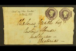 1855 (2 Oct) Flimsy Entire/wrapper From Lowestoft To Melbourne, Australia, Bearing Two 6d Embossed Stamps (cut... - Altri & Non Classificati