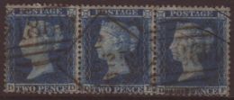 1854 - 7 2d Blue Pl 6, Wmk Large Crown, Perf 14, SG 35, Fine Used Strip Of 3 With Irish Cancel. For More Images,... - Other & Unclassified