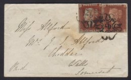 1844 (9 Apr) Env London To Somerset Bearing Two 1841 1d Red- Browns Both Tied By "2" IN MALTESE CROSS Pmks, One... - Otros & Sin Clasificación