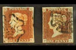 1841 PENNY RED "BLACK" PLATES 1d Red-brown From "Black" Plate 5, Two Examples "FI" & "SI" SG 7, Good To Fine... - Sonstige & Ohne Zuordnung
