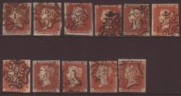 1841 NUMBERS IN  MALTESE CROSS 1d Red-brown, With Clear Number 1-12 (less Number 4), Mainly Three Margins, Cat... - Otros & Sin Clasificación