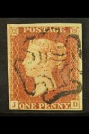 1841 FROM BLACK PLATES 1d Red-brown, SG 7 With 4 Clear Margins, Check Letters "JD", Printed From Penny Black Plate... - Other & Unclassified