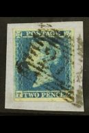 1841 2d Blue 'TG' Plate 4 FIRST REPAIR Variety, SG Spec ES14m, Fine Used On Piece, Four Large Margins. For More... - Autres & Non Classés