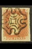 1841 1d Red- Brown 'KG' Plate 9 (shows Strong Guideline Through "ONE PENNY"), SG 7, Superb Used With 4 Large Neat... - Sonstige & Ohne Zuordnung