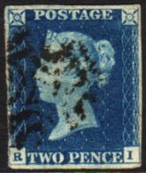 1840 2d Blue, Plate 2, (R - I),  With "SHIFTED TRANSFER" Variety (partial Doubling Of The Letters Of The Bottom... - Sonstige & Ohne Zuordnung