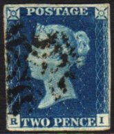 1840 2d Blue, Plate 2, (R - I),  With "SHIFTED TRANSFER" Variety (partial Doubling Of The Letters Of The Bottom... - Altri & Non Classificati