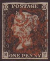 1840 1d Grey- Black 'SF' Plate 1a, SG 3, Fine Used With 4 Small To Good Neat Margins & Red MC Pmk. For More... - Ohne Zuordnung