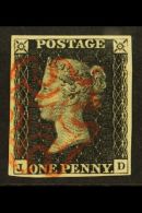 1840 1d Black 'JD', Plate 5, SG 2, Very Fine Used With 4 Good To Large Margins And Red Maltese Cross Cancel. For... - Sin Clasificación