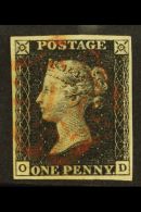 1840 1d Black, "OB" Plate 7, Very Fine Used With 4 Margins & Red Maltese Cross Cancellation. For More Images,... - Unclassified
