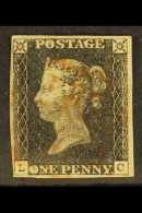 1840 1d Black 'LC' Plate 3, SG 2, Fine Used With Light Red Maltese Cross Postmark, Four Margins, Nice Stamp. For... - Ohne Zuordnung