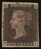 1840 1d Black, Pl 8, (O - I), 3½ Margins With Neat Central Red M/C Cancel.  For More Images, Please Visit... - Unclassified