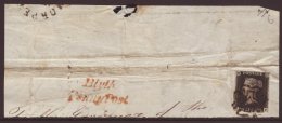 1840 1d Black, SG 2, 'CF' Plate 6, Very Fine Used With 4 Margins And Tied To Large Piece By Black MC Cancel,... - Non Classés
