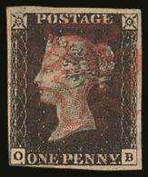 1840 1d Black 'OB' Plate 6, SG 2, Fine Used With 4 Small To Good Margins & Pretty Red Upright MC Pmk, Couple... - Non Classés