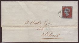 1852 SCARCE BLUE CANCELLATION 1d Red Imperf With Clear To Large Margins All Round, Tied On 1852 Cover From St... - Autres & Non Classés