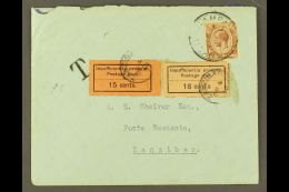1926-30 POSTAGE DUE ERROR ON COVER Envelope From Kampala To Zanzibar, Bearing The KUT 1c Brown Tied Kampala Cds,... - Zanzibar (...-1963)