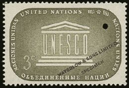 1955 3c U.N.E.S.C.O. (as SG 33) - A Perforated And Gummed PROOF IN OLIVE-GREEN With "Waterlow & Sons Limited /... - Autres & Non Classés