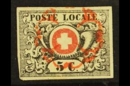 TRANSITIONAL PERIOD - GENEVA 1850 5c Black And Red (Zum 10, SG L2, Mi 2, Sc 2L6), Fine Used With 4 Margins And... - Andere & Zonder Classificatie