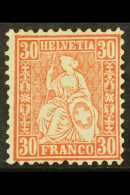 1862 30c Vermilion, SG 57 (Zumstein 33b, Michel 25a), Lightly Hinged Mint, Fresh Colour & Appearance, Short... - Other & Unclassified