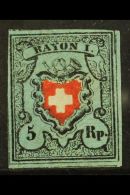 1850 5r Red, Black And Grey Blue (Zum 15 IIa, SG 6, Mi 7 IIb, Sc 7), Position 40 In The Setting, Mint No Gum, 4... - Other & Unclassified