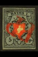 1850 5r Red, Black And Grey Blue (Zum 15 IIa, SG 6, Mi 7 IIb, Sc 7), Fine Used With 4 Clear To Large Margins And... - Sonstige & Ohne Zuordnung