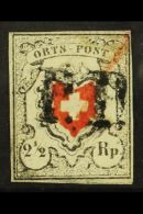 1850 2½r "Orts-Post", Central Cross Without Frame, (Zum 13 II, SG 2, Mi 5 II, Sc 3), 4 Margins And Black... - Sonstige & Ohne Zuordnung