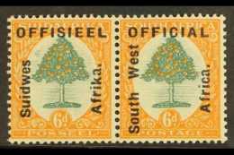 OFFICIALS 1927 6d Green & Orange, SG 04, Very Fine Mint Pair For More Images, Please Visit... - Südwestafrika (1923-1990)