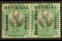 OFFICIALS 1927 ½d Black & Green, SG 01, Never Hinged Mint Pair For More Images, Please Visit... - South West Africa (1923-1990)