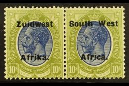 1923-6 Setting VI, 10s Blue & Olive-green, Bilingual Overprint Pair, SG 39, Very Fine Mint. For More Images,... - South West Africa (1923-1990)