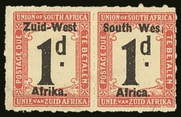 1923 POSTAGE DUE Setting I 1d Black And Rose, Variety "Wes" SG D7a, Mint Horizontal Pair, One With Light Crease.... - Afrique Du Sud-Ouest (1923-1990)