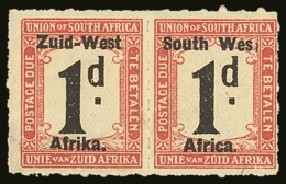 1923 POSTAGE DUE Setting I 1d Black And Rose, Variety "Wes" SG D7a, Mint Horizontal Pair, One With Light Crease.... - Südwestafrika (1923-1990)