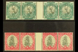 1933-48 ½d & 1d P13½x14, Gutter Margin Strips Of 4, Wmk Inverted, Coil Stamps, SG 54b, 56dw,... - Non Classés