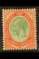 1913-24 £1 Pale Olive-green & Red, Geo V Head, SG.17a, Superb Never Hinged Mint. A Beautiful "post... - Unclassified