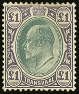 TRANSVAAL 1904-09 £1 Green And Violet, SG 272, Fine Mint. For More Images, Please Visit... - Zonder Classificatie