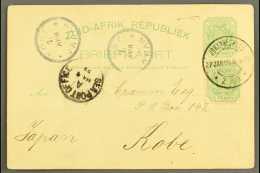 TRANSVAAL 1899 (Jan) Commercially Used ½d Postal Card To JAPAN, Bearing Additional ½d Tied J'burg... - Zonder Classificatie