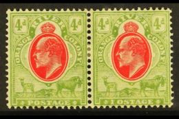 ORANGE FREE STATE 1905-09 4d Scarlet And Sage-green With "IOSTAGE" For "POSTAGE", SG 150a, In Pair With Normal,... - Ohne Zuordnung