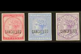 NATAL 1874 1d Bright Rose, 3d Blue And 6d Bright Reddish Violet, As SG 67, 68, 70, Imperf Plate Proofs Ovptd... - Zonder Classificatie