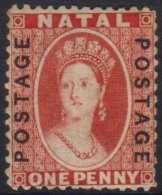 NATAL 1870 1d Bright Red, Vertical Ovpt, SG 60, Very Fine Appearance, Faint Vert Crease. For More Images, Please... - Ohne Zuordnung