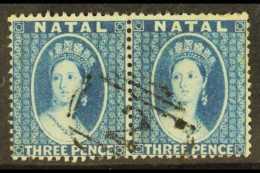 NATAL 1859-60 3d Blue No Watermark Perf 14, SG 10, Fine Used Horizontal Pair. For More Images, Please Visit... - Zonder Classificatie