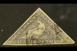 CAPE OF GOOD HOPE 1855-63 6d Slate- Lilac On Blued, SG 7c, Very Fine Used With 3 Margins, Lightly Cancelled,... - Non Classés