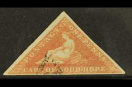 CAPE OF GOOD HOPE 1853 1d Brick Red On Slightly Blued Paper, SG 3, Very Fine Used Appearance But Pressed Crease.... - Ohne Zuordnung