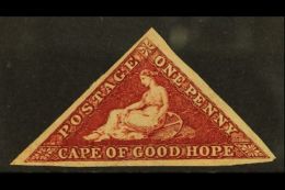 CAPE 1863-64 1d Deep Carmine-red Triangular WATERMARK SIDEWAYS Variety, SG 18a, Fine Unused No Gum, Full Good To... - Ohne Zuordnung