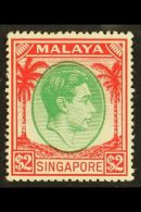 1948 $2 Green And Scarlet, Geo VI, Perf 17½x18, Very Fine And Fresh Mint. For More Images, Please Visit... - Singapur (...-1959)