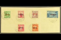 1914-15 KEVII New Zealand Overprints, Complete Set On Piece, SG 115/21, Each With ERROR OF DATE Strike Of "APIA"... - Samoa (Staat)