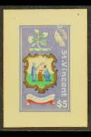 1965 ORIGINAL ARTWORK A Delightful "stamp Sized" Miniature Painting In Watercolour On Card Featuring The "Arms Of... - St.Vincent (...-1979)