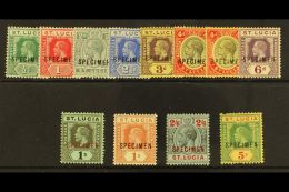 1912 Geo V Die I Set Complete Ovptd "Specimen", SG 78s/88s + 83as (4d On White Paper), 5s Pulled Perf, Fresh Mint... - St.Lucia (...-1978)