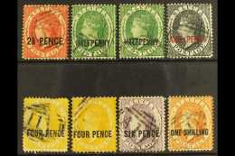 1881-84 USED SURCHARGE SELECTION On A Stock Card. Includes 1881 2½d CC Wmk, 1882-84 Set With ½d... - St.Lucia (...-1978)