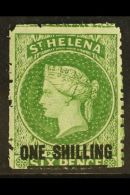 1864-80 (wmk Crown CC , Perf 12½) 1s Deep Yellow-green (Type B), SG 18, Fine Mint With Original Gum. For... - Sainte-Hélène